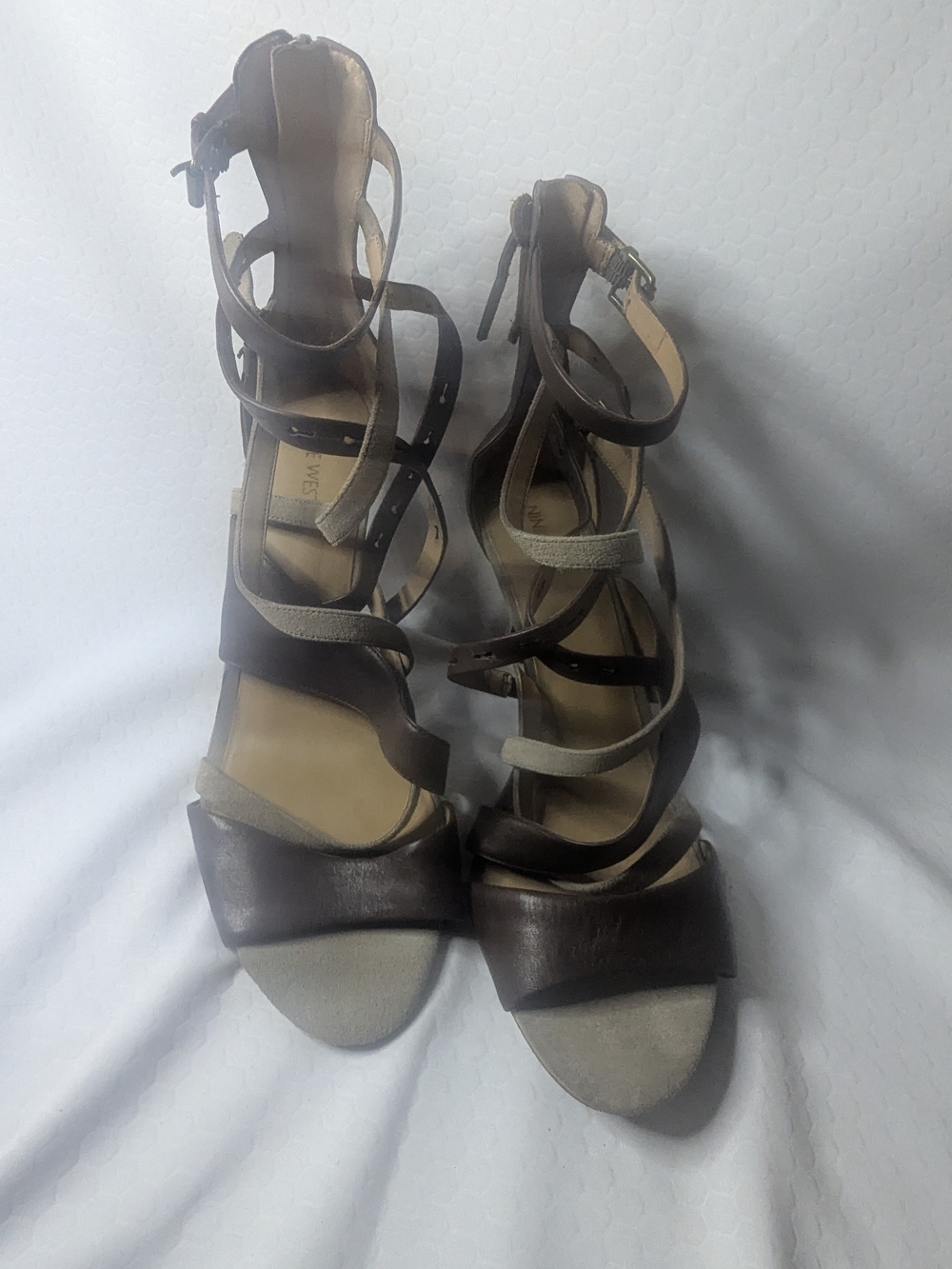 Nine West Sz 11 Strappy Brown and Tan Women's Sandals